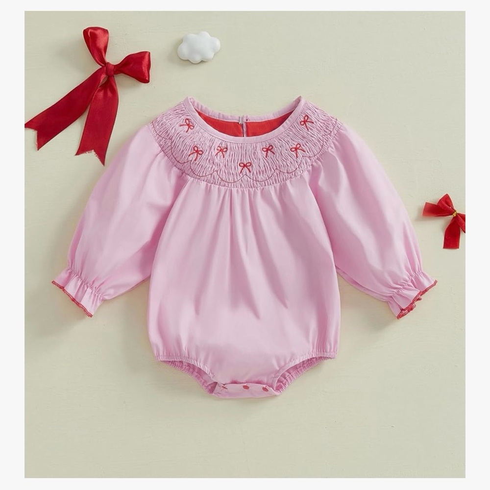 Baby Girl Smocked Bow Romper
